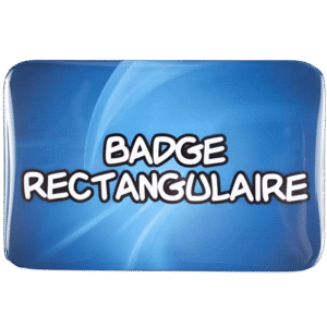 BADGESAGOGO.FR - Badge 100% personnalisé rectangulaire (6 x 4 cm) avant